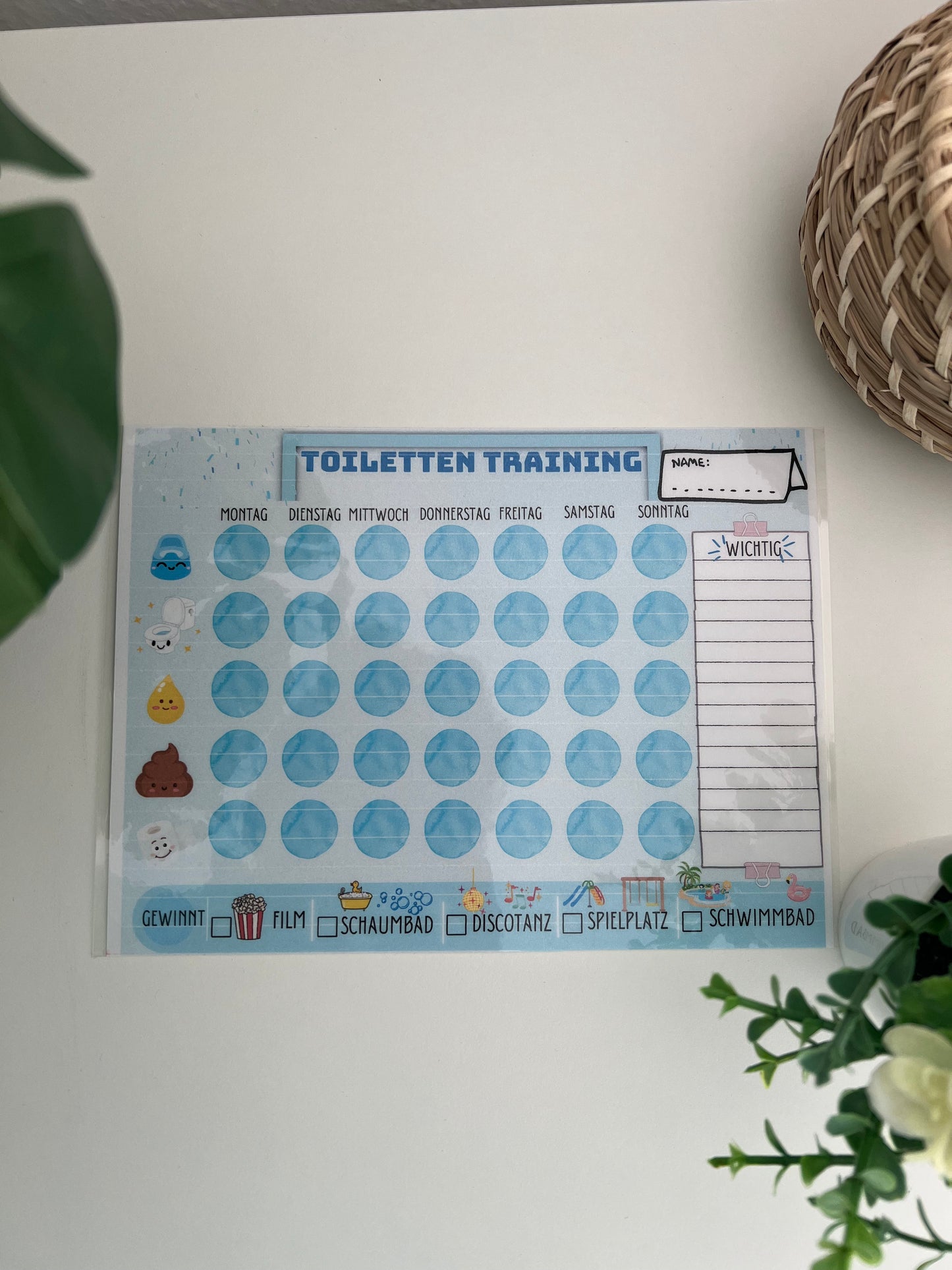 Töpfchentraining für Jungen Pottytraining/Toilleten training Wochenplan