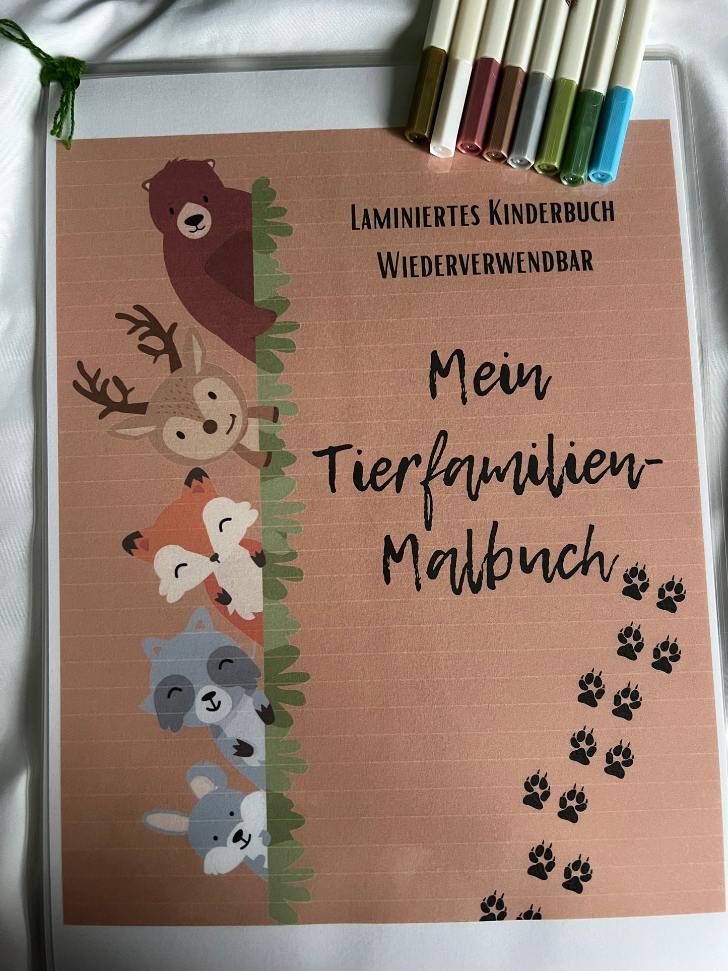 Laminiert Tierfamilien Malbuch Wiederverwendbares Malbuch